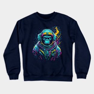 Vibrant Pop Art Space Monkey // Monkey Astronaut in Outer Space Crewneck Sweatshirt